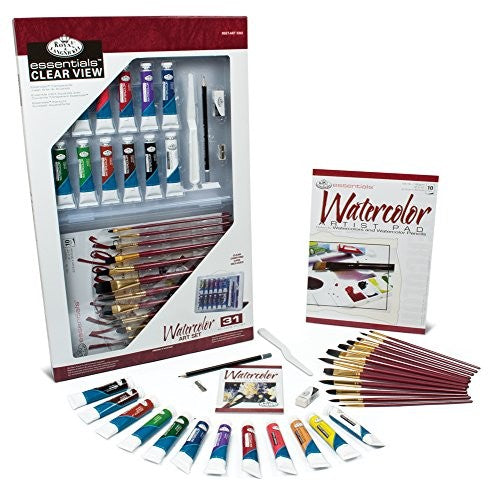 Royal & Langnickel 6628 Essentials Watercolor Deluxe Art Set in Clearview Case (31pc)