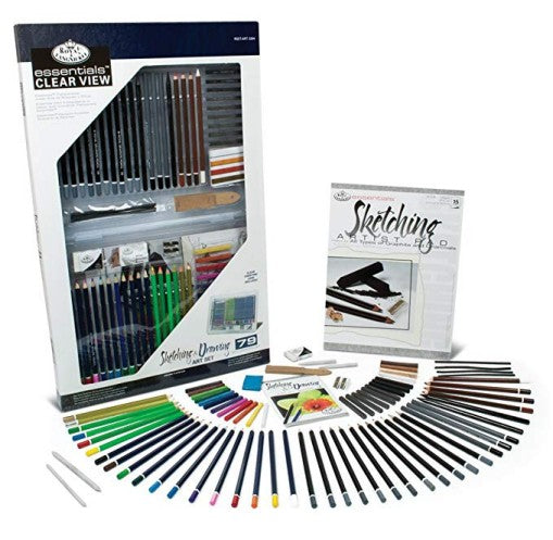 Royal & Langnickel 6629 Essentials Sketch & Draw Deluxe Art Set in Clearview Case (79pc)