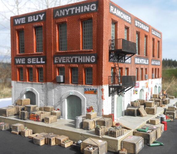 Downtown Deco 1073 HO Scale Ramones Storage and Salvage -- Cast Hydrocal Kit - 13 x 10 x 7" 33 x 25.4 x 17.8cm