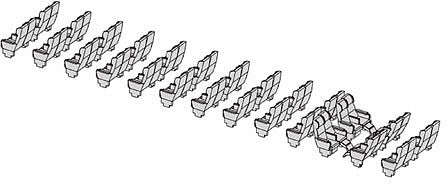 Rapido Trains 102037 HO Scale Passenger Car Interior Seats - Kit -- Reclining Long-Distance Seats 26 Pairs