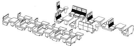 Rapido Trains 102038 HO Scale Passenger Car Interior Seats - Kit -- Grill/Cafe/Lounge Seats for One Car