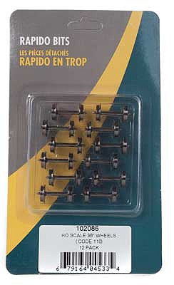 Rapido Trains 102086 HO Scale 36" Code 110 Metal Wheelsets -- pkg(12)