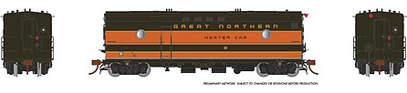 Rapido Trains 107327 HO Scale Steam Heater - Generator Car - Sound and DCC - Ready to Run -- Great Northern 8 (Omaha Orange, Pullman Green, yellow)