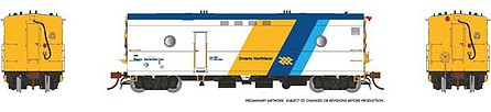 Rapido Trains 107346 HO Scale Steam Heater - Generator Car - Sound and DCC - Ready to Run -- Ontario Northland 210 (white, blue, yellow Chevron Logo)