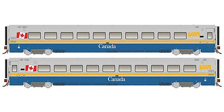 Rapido Trains 108039 HO Scale LRC Coach - Ready to Run - Super Continental Line(TM) -- VIA Rail Canada 3363 (Canada Scheme, 2019 Updated Interior)