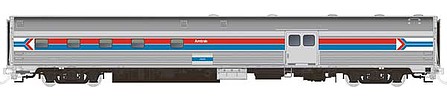 Rapido Trains 114024 HO Scale Budd Baggage-Dorm - Ready to Run -- Amtrak 1532 (Phase I, stainless, red, blue, white, Arrow Logo)