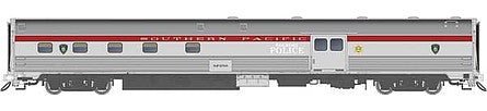 Rapido Trains 114041 HO Scale Budd Baggage-Dorm - Ready to Run -- Southern Pacific 250 (stainless, red, RR Police Service)