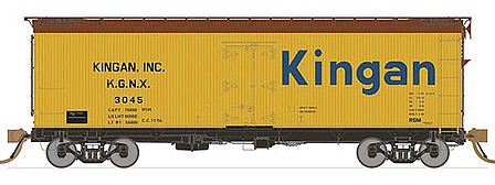 Rapido Trains 121056 HO Scale General American 37' Wood Meat Reefer 4-Pack - Ready to Run -- Kingan 3047, 3080, 3121, 3135 (1950s, yellow, Boxcar Red, blue)