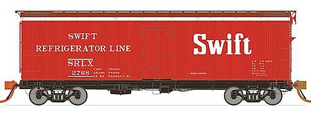 Rapido Trains 121059 HO Scale General American 37' Wood Meat Reefer 4-Pack - Ready to Run -- Swift 2573, 2765, 2772, 2821 (1950s, red, white)
