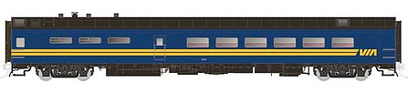 Rapido Trains 124009 HO Scale Pullman-Standard Lightweight Diner-Lounge - Ready to Run -- VIA Rail Canada 1338 (blue, yellow, black)
