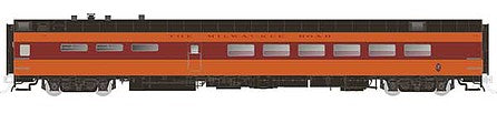 Rapido Trains 124029 HO Scale Pullman-Standard Lightweight Diner - Ready to Run -- Milwaukee Road 123 (orange, maroon, black)