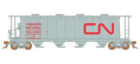 Rapido Trains 127012 HO Scale NSC 3800 Cylindrical Covered Hopper 6-Pack - Ready to Run -- Canadian National CNIS (gray, red; Noodle Logo)