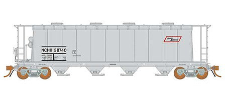 Rapido Trains 127016 HO Scale NSC 3800 Cylindrical Covered Hopper 6-Pack - Ready to Run -- North American NCHX (gray, black, red)