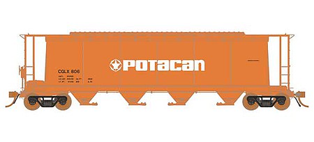 Rapido Trains 127017 HO Scale NSC 3800 Cylindrical Covered Hopper 6-Pack - Ready to Run -- Potacan CGLX (salmon, white)