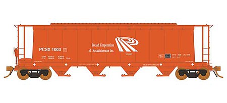 Rapido Trains 127018 HO Scale NSC 3800 Cylindrical Covered Hopper 6-Pack - Ready to Run -- Potash Corp of Saskatchewan PCSX (salmon, white)