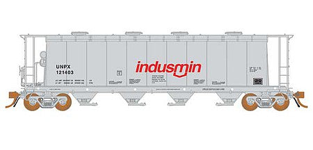 Rapido Trains 127020 HO Scale NSC 3800 Cylindrical Covered Hopper 6-Pack - Ready to Run -- Indusmin UNPX (gray, red)