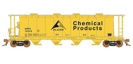 Rapido Trains 127021 HO Scale NSC 3800 Cylindrical Covered Hopper 6-Pack - Ready to Run -- Alcan UNPX (yellow, black)