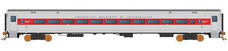 Rapido Trains 128506 HO Scale Comet Commuter Coach - Ready to Run -- Connecticut DOT CDOT No Number (silver, red)