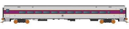 Rapido Trains 128509 HO Scale Comet Commuter Coach - Ready to Run -- MBTA Boston No Number (silver, purple)