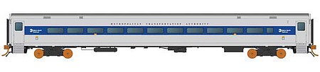 Rapido Trains 128512 HO Scale Comet Commuter Coach - Ready to Run -- Metro-North MNCR New York No Number (silver, blue)