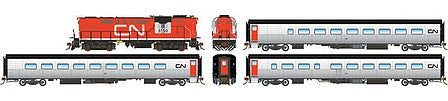 Rapido Trains 131501 HO Scale Tempo Train-Only Set - Standard DC -- Canadian National (Set #1; RS18 #3150, Club #320, Cafe #343, Coach #362)