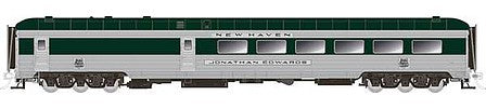 Rapido Trains 132005 HO Scale Pullman-Standard Fluted-Side 48-Seat Diner with Skirts - Ready to Run -- New Haven "John Carver" (As-Delivered; Stainless, green)