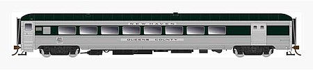 Rapido Trains 134002 HO Scale NH P-S Baggage-Parlor-Lounge - Ready to Run -- New Haven 202 Bristol County (As-Delivered, stainless, Hunter Green)
