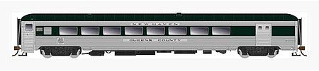 Rapido Trains 134003 HO Scale NH P-S Baggage-Parlor-Lounge - Ready to Run -- New Haven 210 Kent County (As-Delivered, stainless, Hunter Green)