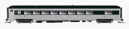 Rapido Trains 134007 HO Scale NH P-S Parlor-Lounge - Ready to Run -- New Haven 206 Putnum County (As-Delivered, stainless, Hunter Green)