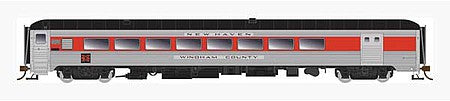 Rapido Trains 134018 HO Scale NH P-S Baggage-Parlor-Lounge - Ready to Run -- New Haven 219 Bronx County (McGinnis, stainless, vermillion, balck)