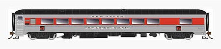 Rapido Trains 134020 HO Scale NH P-S Parlor-Lounge - Ready to Run -- New Haven 209 Kings County (McGinnis, stainless, vermillion, balck)
