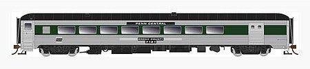 Rapido Trains 134022 HO Scale NH P-S Baggage-Parlor-Lounge - Ready to Run -- Penn Central 7180 Bronx County (stainless, green, black)
