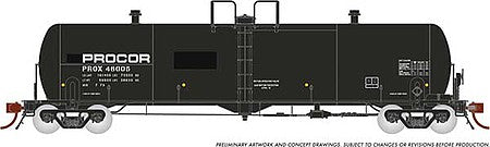 Rapido Trains 135005 HO Scale Procor GP20 20,000-Gallon Tank Car 6-Pack - Ready to Run -- Procor Ltd. PROX Set 1 (black, Modern Small Logo)