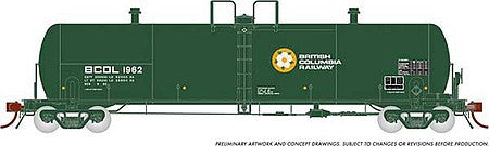 Rapido Trains 135012 HO Scale Procor GP20 20,000-Gallon Tank Car 4-Pack - Ready to Run -- British Columbia Railway BC Rail (Company Service, green, Dogwood Logo)