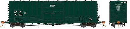 Rapido Trains 137006 HO Scale Class B-100-40 Plug-Door Boxcar 3-Pack - Ready to Run -- Amtrak 70002, 70013, 70021 (green)