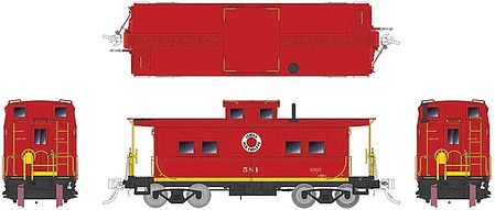 Rapido Trains 144008 HO Scale Northeastern-Style Steel Caboose - Ready to Run -- Lehigh & New England 582 (red, yellow, white)
