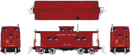 Rapido Trains 144010 HO Scale Northeastern-Style Steel Caboose - Ready to Run -- Lehigh Valley 95011 (Tuscan)