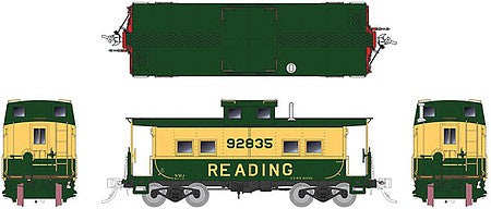 Rapido Trains 144019 HO Scale Northeastern-Style Steel Caboose - Ready to Run -- Reading 92835 (yellow, green)