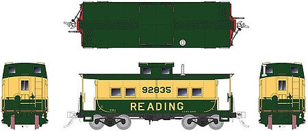 Rapido Trains 144021 HO Scale Northeastern-Style Steel Caboose - Ready to Run -- Reading 92902 (yellow, green)