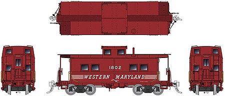 Rapido Trains 144026 HO Scale Northeastern-Style Steel Caboose - Ready to Run -- Western Maryland 1869 (Boxcar Red, Speed Lettering)