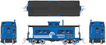 Rapido Trains 144033 HO Scale Northeastern-Style Steel Caboose - Ready to Run -- Conrail: 18693 (blue, white)