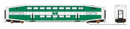 Rapido Trains 146008 HO Scale Bi-Level Commuter Coach - Ready to Run -- GO Transit No Number (Early Scheme, white, green)