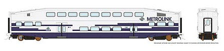 Rapido Trains 146011 HO Scale Bi-Level Commuter Coach - Ready to Run -- Metrolink Coach No Number (white, blue)