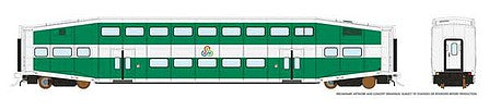 Rapido Trains 146017 HO Scale Bi-Level Commuter Coach - Ready to Run -- TriRail Coach No Number (white, green)