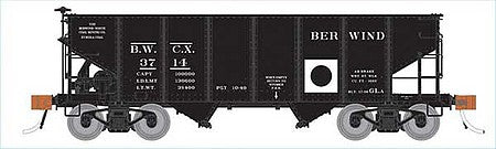 Rapido Trains 148004 HO Scale Class GLa 2-Bay Hopper 6-Pack - Ready to Run -- Berwind BWCX (1930s-1960s, black, white, Dot Markings)