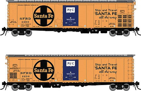 Rapido Trains 156008A HO Scale Santa Fe Class RR-56 Mechanical Reefer - Ready to Run -- Santa Fe (orange, black, blue, All the Way Slogan)