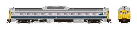 Rapido Trains 16714 HO Scale Budd RDC-1 Phase 2 - LokSound and DCC -- VIA Rail Canada 6123 (Early, stainless steel, blue, yellow)