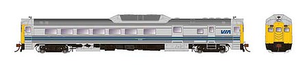 Rapido Trains 16750 HO Scale Budd RDC-3 Phase 2 - LokSound and DCC -- VIA Rail Canada 6356 (Early, stainless steel, blue, yellow)