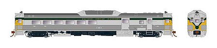 Rapido Trains 16754 HO Scale Budd RDC-3 Phase 2 - LokSound and DCC -- Pacific Great Eastern BC-33 (As Delivered, stainless steel, green, yellow)