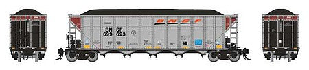 Rapido Trains 169004 HO Scale AutoFlood III Rapid Discharge Coal Hopper - Ready to Run -- BNSF Railway 699623 (Double Rotary End, silver, Boxcar Red, orange, Wedge Lo